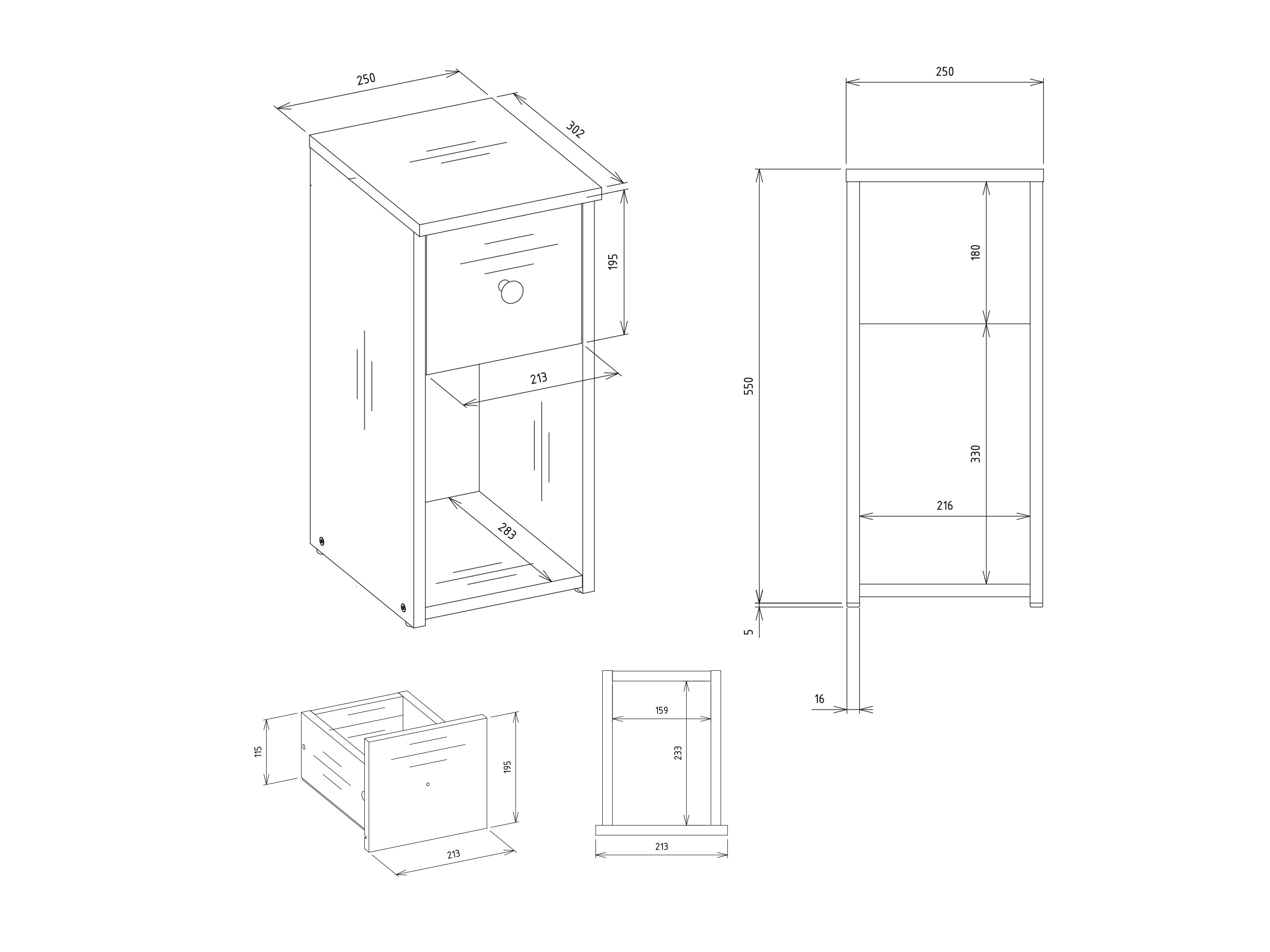Нощно шкафче Mandeville 409 (Бял)