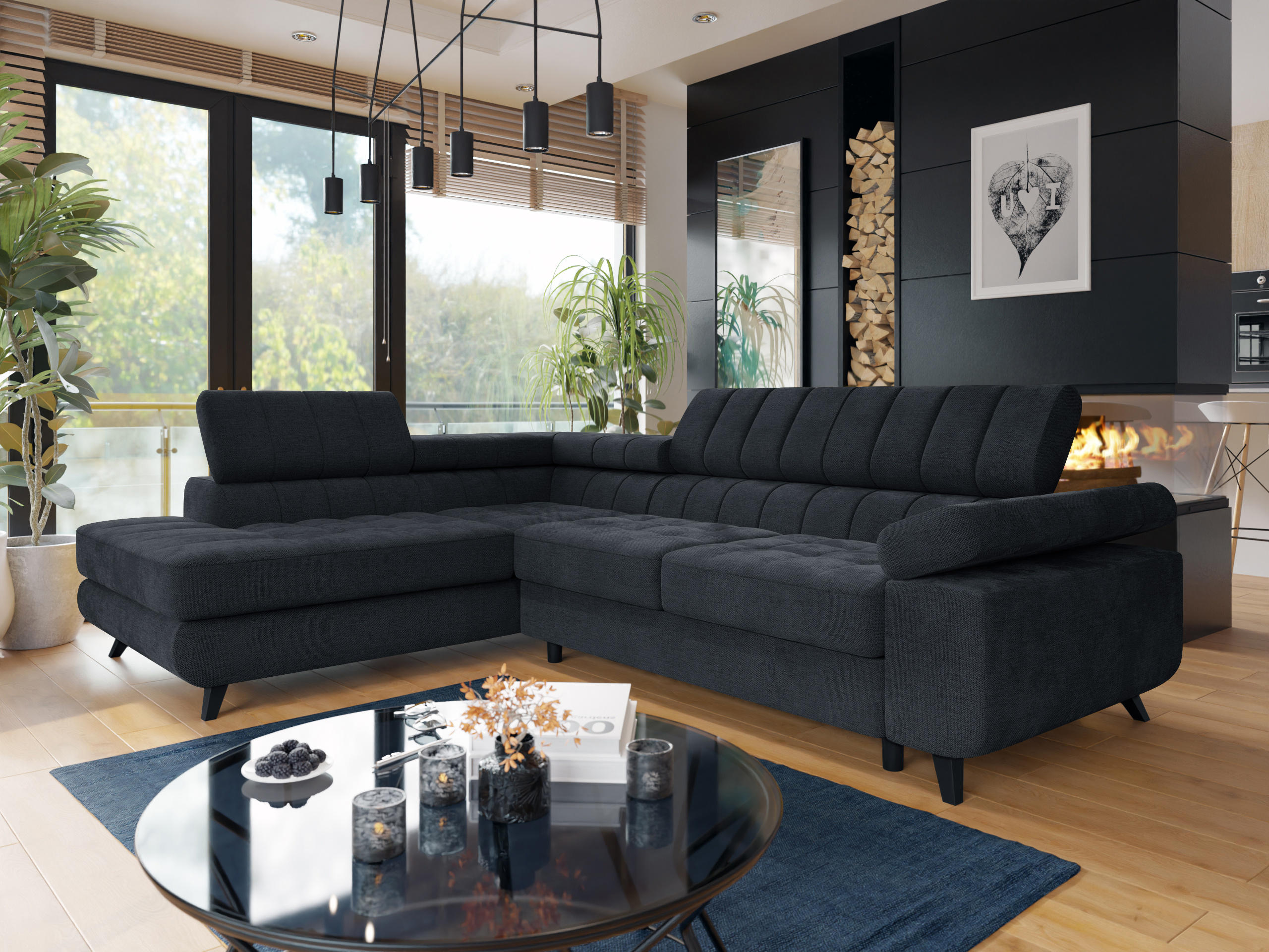 Ъглов диван Comfivo Agnus (Spirit Black)