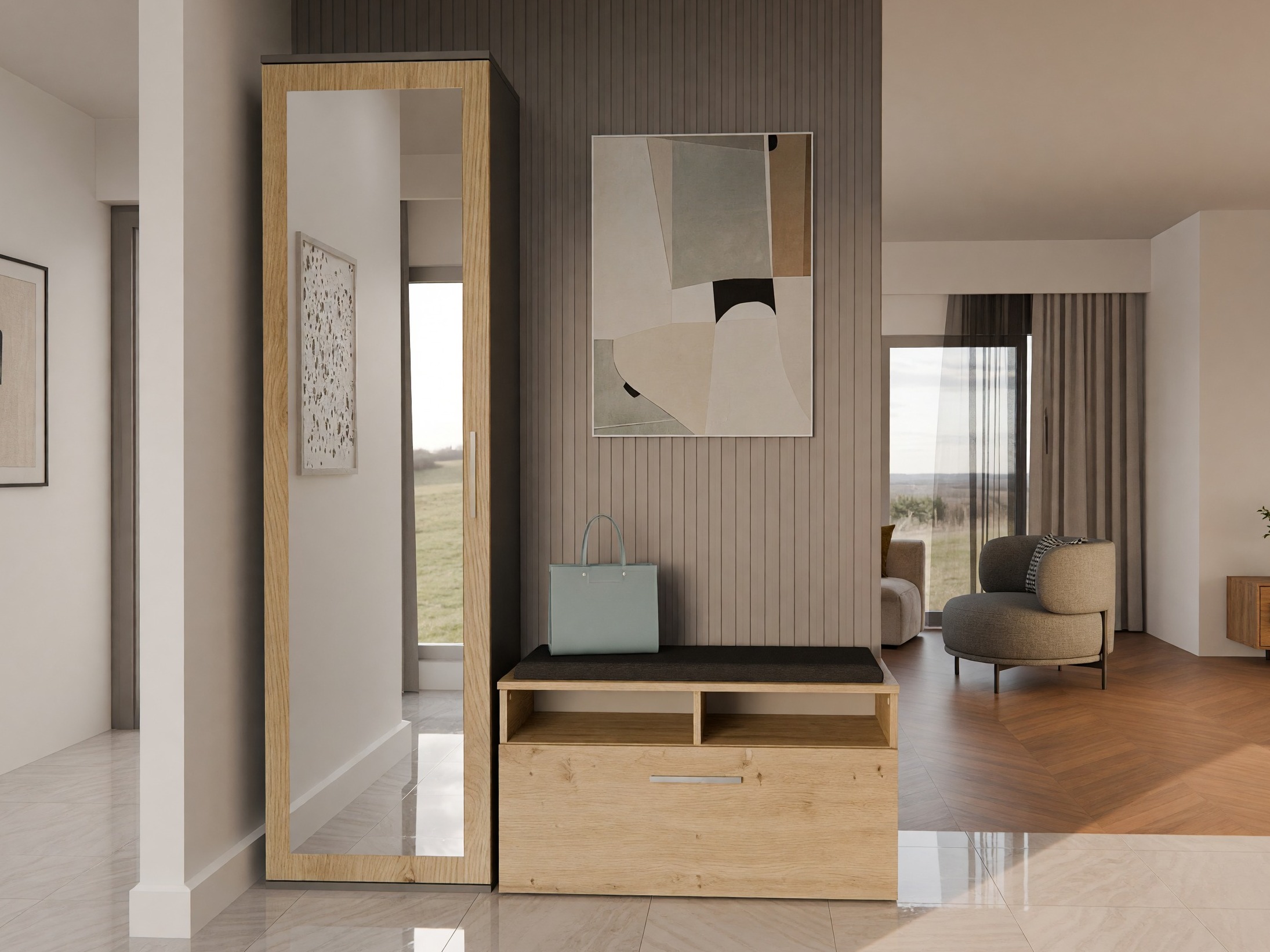 Гардероб Mandeville 127 (Artisan дъб + Антрацит)