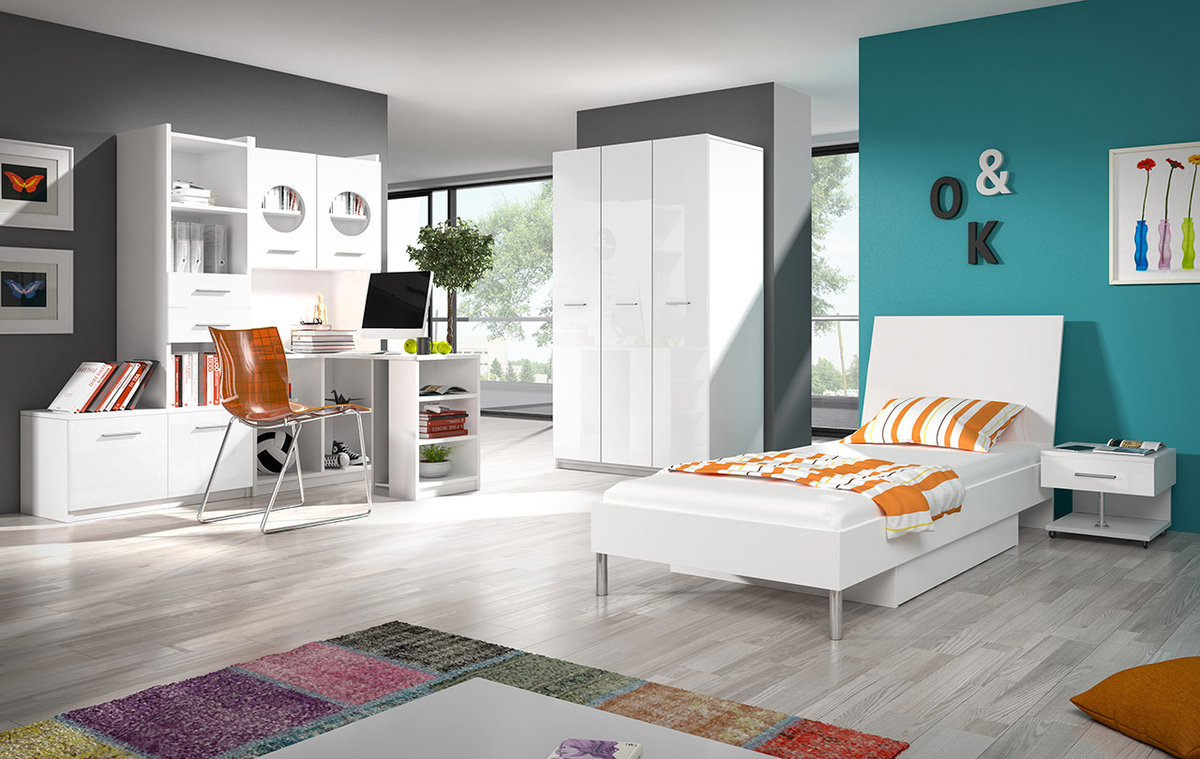 Етажерка Campus (Бял + Бял гланц)